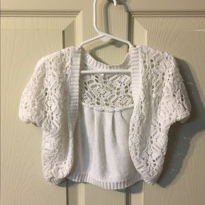 Girls 6-7 light white crochet summer sweater